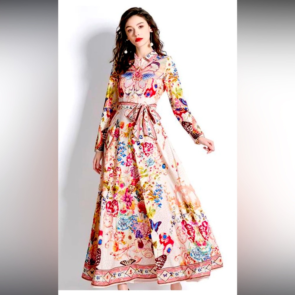 Elegant Floral Maxi dress- Size S